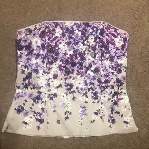 White House Black Market Strapless Floral Top